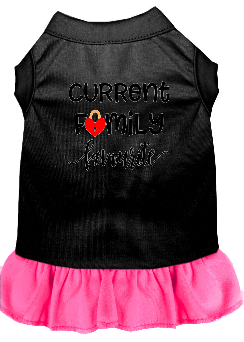 Family Favorite Screen Print Dog Dress Black with Bright Pink Sm